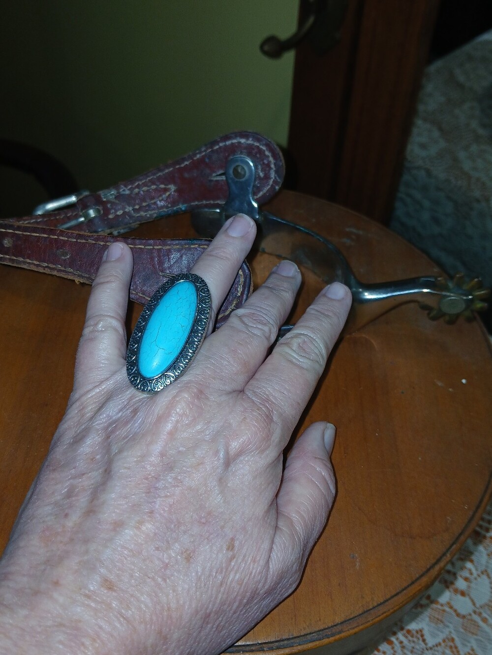 Large Faux Turquoise Statement Ring adjustable
